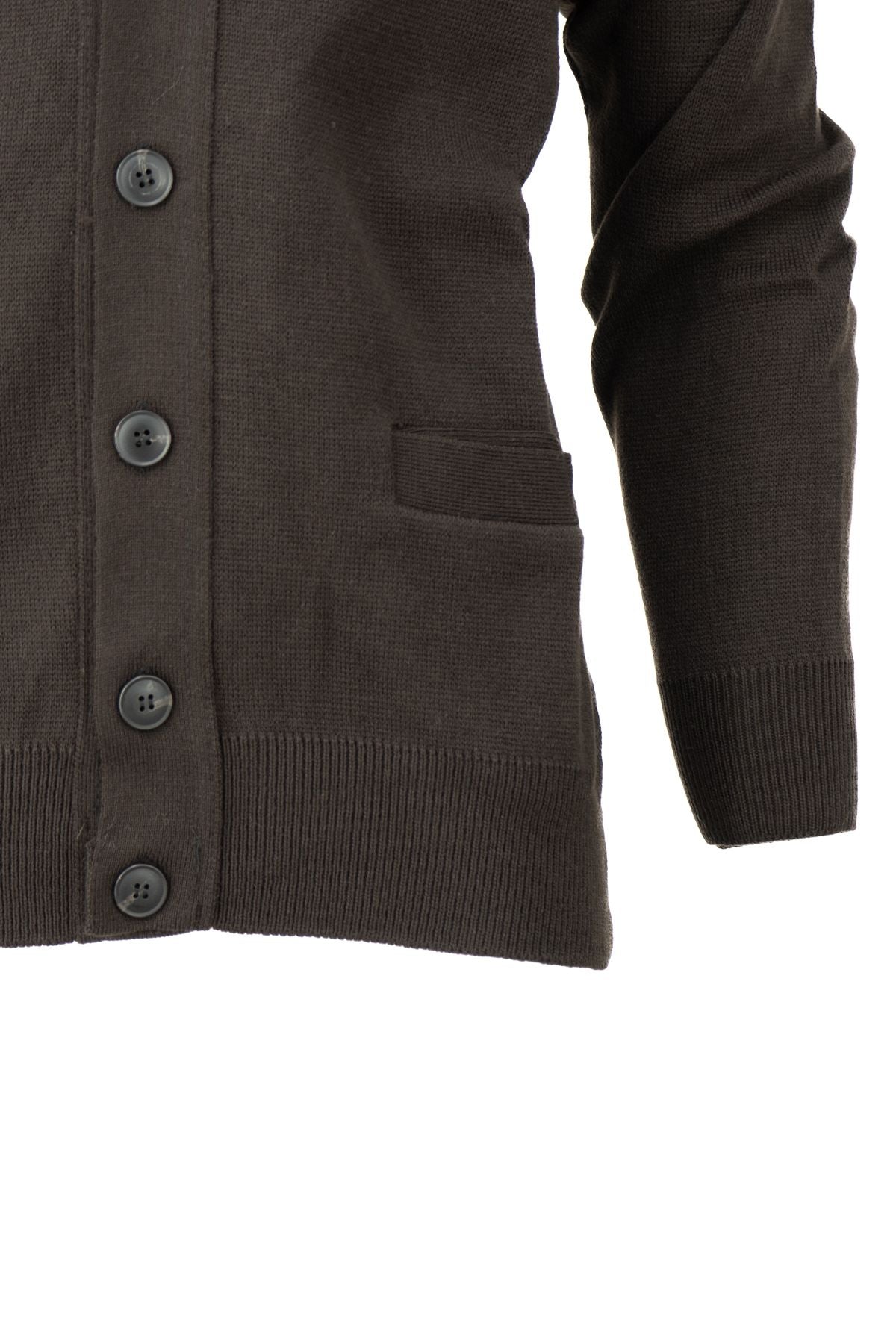 Erkek Kışlık Kalın Pamuklu Örme Triko Hırka Klasik Motifli Düğmeli Çift Cepli Rahat Kesim